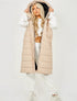 RISING WOMEN’S QUILT HOODED LONG JACKET - BEIGE